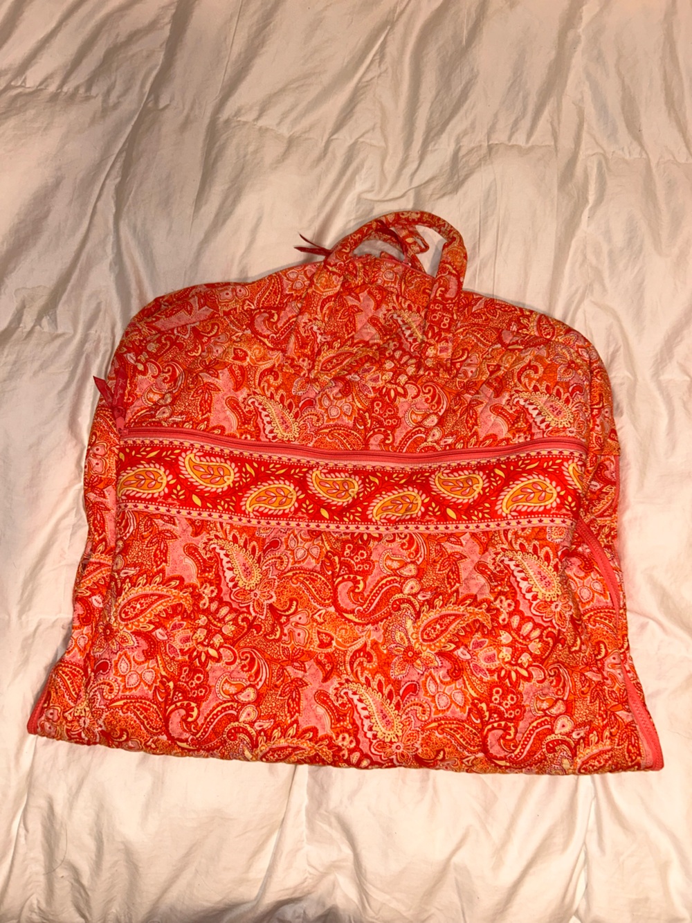 Vera Bradley Red and Orange Paisley Quilted Garment Bag